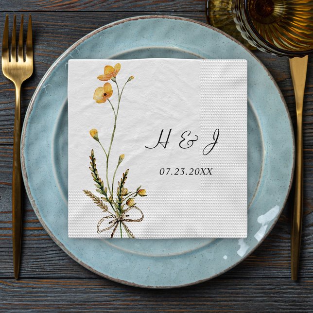 Wildflower Elegant Modern Rustic Garden Wedding Napkins (Wildflower Elegant Modern Rustic Garden Wedding Napkins)