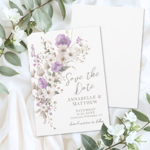 Wildflower Elegant Purple Floral Wedding Save The Date
