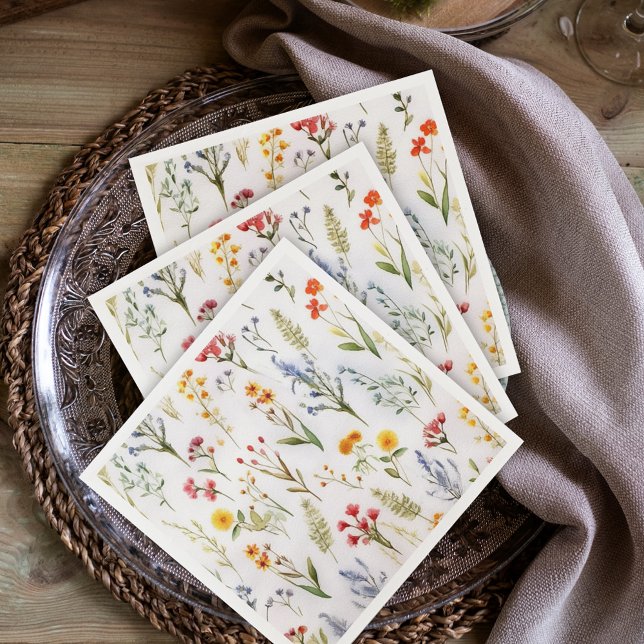 Wildflower Elegant Rustic Watercolor Baby Shower Napkins (Wildflower Elegant Rustic Watercolor Baby Shower Napkins)