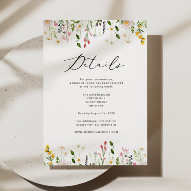 Wildflower Elegant Spring wedding details Enclosure Card (Creator Uploaded)