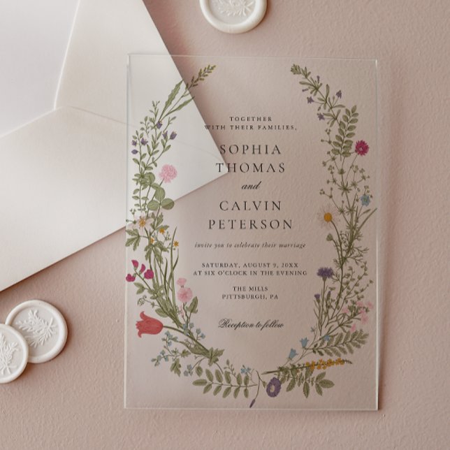 Wildflower Elegant Vintage Wedding Acrylic Invitations (Creator Uploaded)