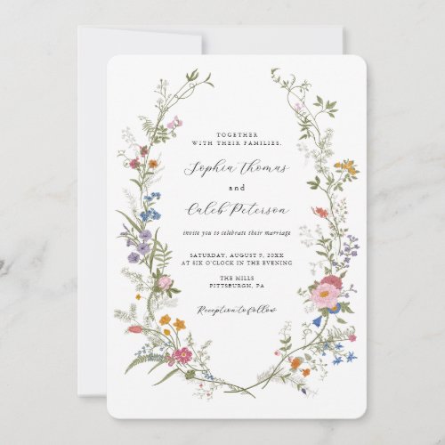 Wildflower Elegant Vintage Wedding Invitation