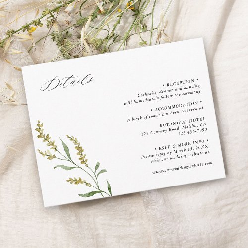 Wildflower Elegant Wedding Details  Enclosure Card