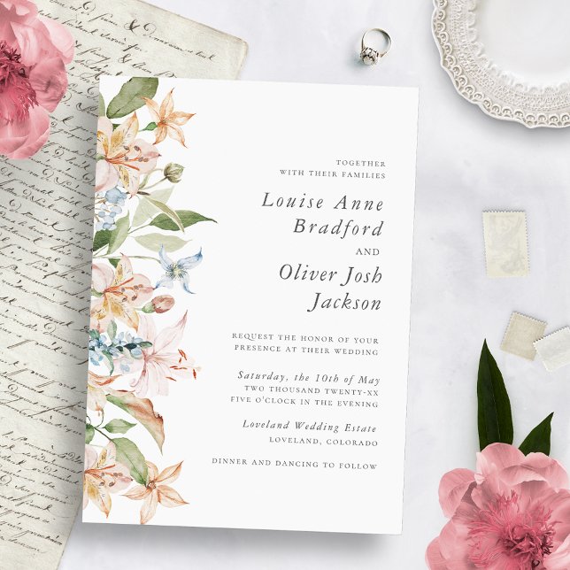 Wildflower Elegant Wedding Invitation (Creator Uploaded)