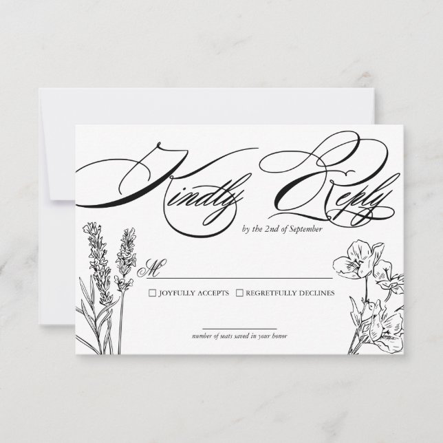 Wildflower Elegant Wedding RSVP Card (Front)