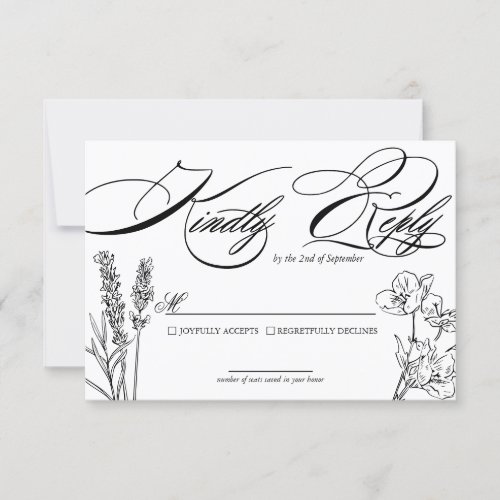 Wildflower Elegant Wedding RSVP Card
