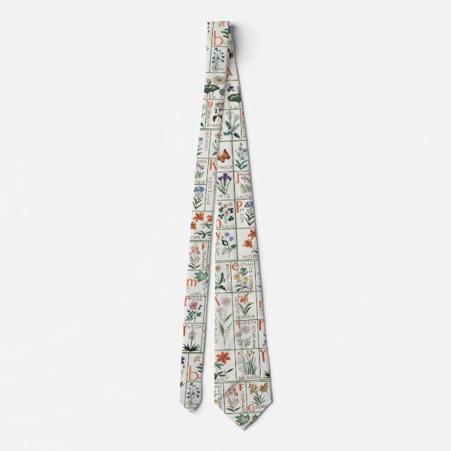 Wildflower Embroidery Style Alphabet  Neck Tie (Back)