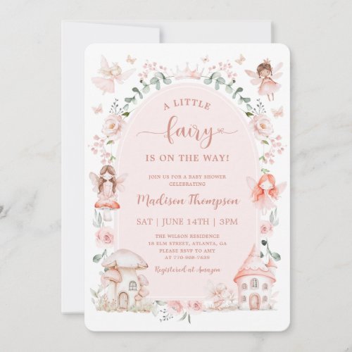 Wildflower Enchanted Fairy Girl Baby Shower Invitation