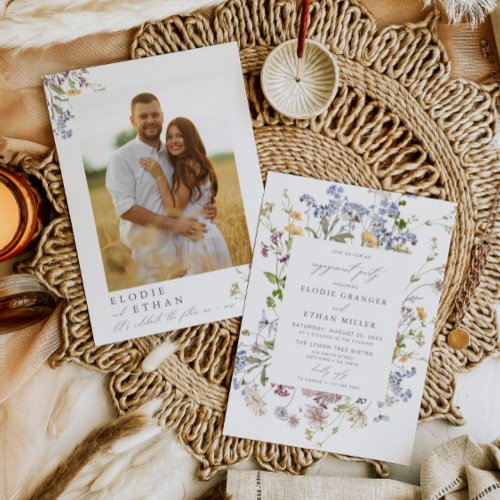 Wildflower Engagement Party Invitation with Photo