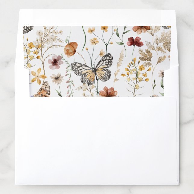 Wildflower Envelope Liner Wedding Suite Stationery (In Envelope)