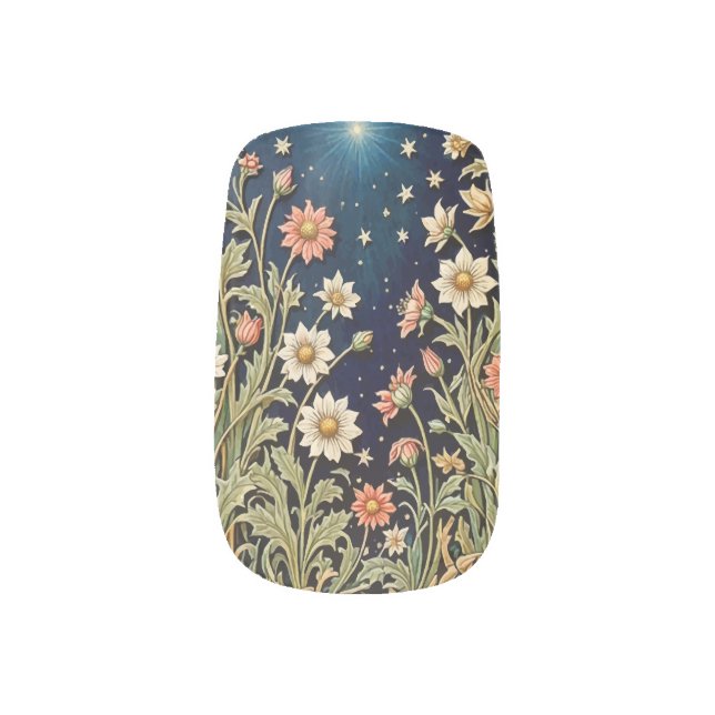 Wildflower Evening Wishing Star Minx Nail Art (Left Thumb)