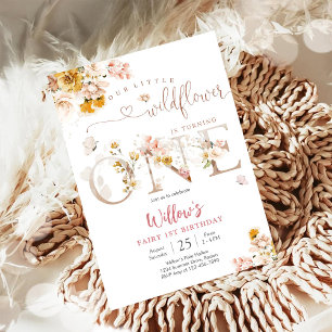 Wildflower Fairy 1st Birthday Invitation