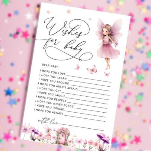 Wildflower Fairy Baby Shower Wishes for Baby Card