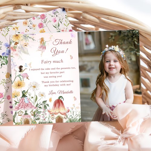 Wildflower Fairy Birthday Photo Thank You Card