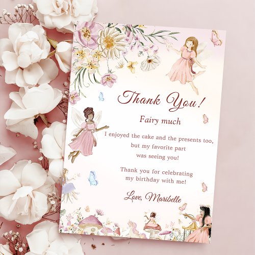 Wildflower Fairy Birthday Photo Thank You Card