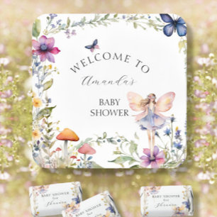 Wildflower Fairy Butterfly Garden Baby Girl Shower Square Paper Coaster
