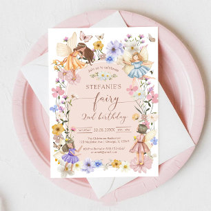 Wildflower Fairy First 1st Birthday Invitation