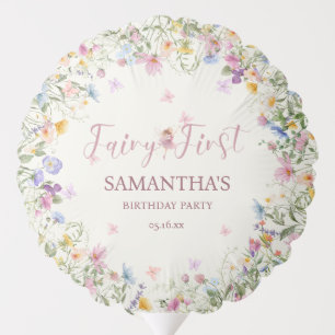 Wildflower Fairy Garden 1st Birthday Party Balloon
