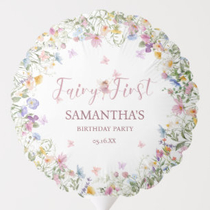 Wildflower Fairy Garden 1st Birthday Party Balloon
