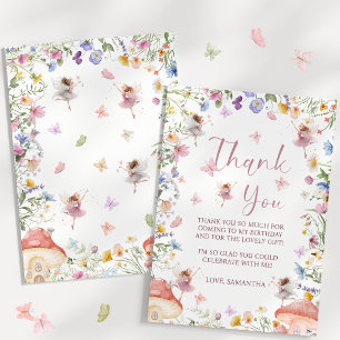 Wildflower Fairy Garden 1st Birthday  Thank You Card