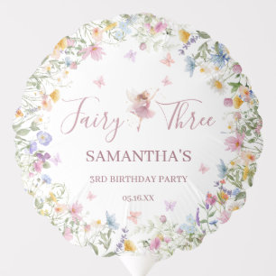 Wildflower Fairy Garden 3rd Birthday Party Balloon