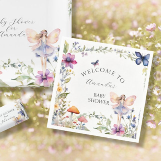 Wildflower Fairy Garden Butterfly Baby Girl Shower Napkins (Creator Uploaded)