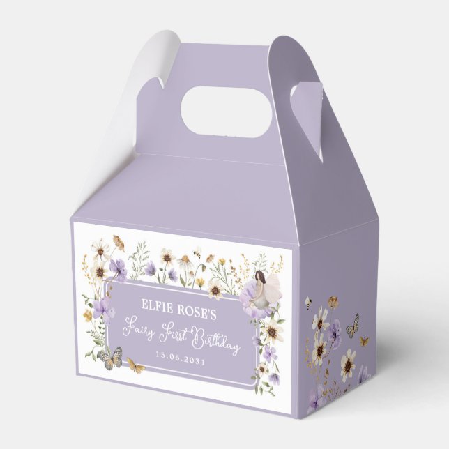 Wildflower Fairy Muted Purple Garden Tea Party Favor Boxes (Back Side)