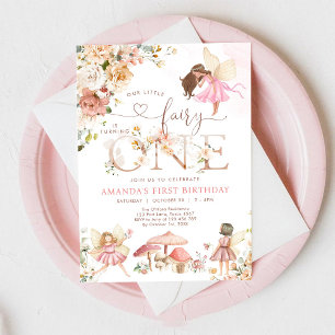 Wildflower Fairy One Girl 1st Birthday Invitation