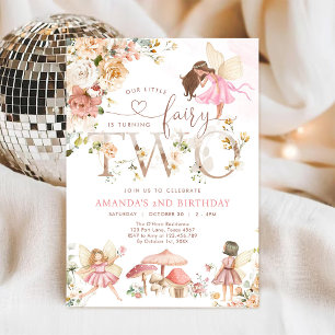 Wildflower Fairy Two Girl 2nd Birthday Invitation