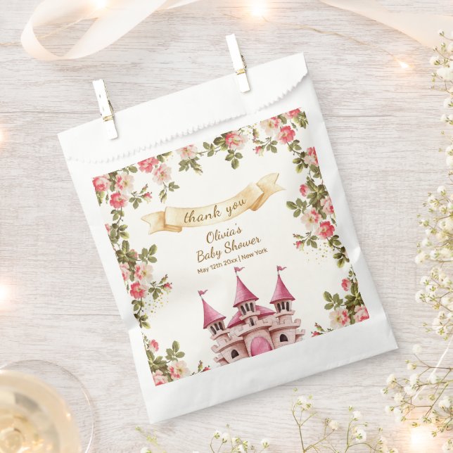 Wildflower Fairytale Castle Baby Shower Thank You Favor Bag (Clipped)