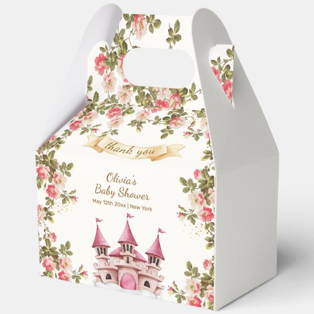 Wildflower Fairytale Princess Castle Baby Shower Favor Boxes (Front)