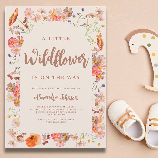 Wildflower Fall Baby Shower Invitation (A little wildflower is on the way gender neutral fall baby shower invitation)