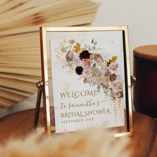 Wildflower Fall Elegant Bridal Shower Welcome Poster