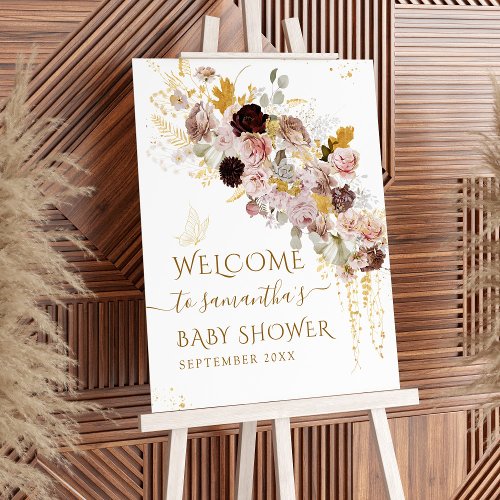 Wildflower Fall Elegant Gold Baby Girl Shower Foam Board