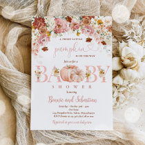 Wildflower Fall Floral Rustic Pumpkin Baby Shower Invitation