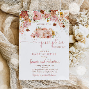 Wildflower Fall Floral Rustic Pumpkin Baby Shower Invitation