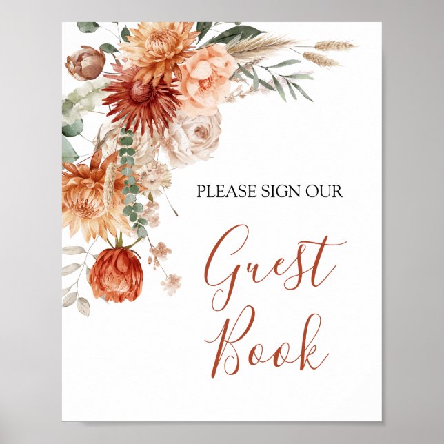 Wildflower Fall in Love Baby Shower Guest Book (Front)