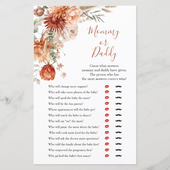 Wildflower Fall in Love Baby Shower Mommy or Daddy (Front)