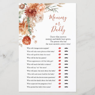 Wildflower Fall in Love Baby Shower Mommy or Daddy