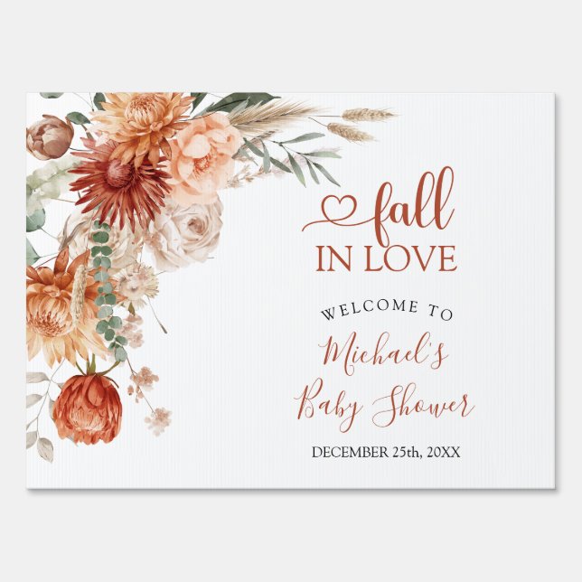 Wildflower Fall in Love Baby Shower Welcome Yard Sign (Front)