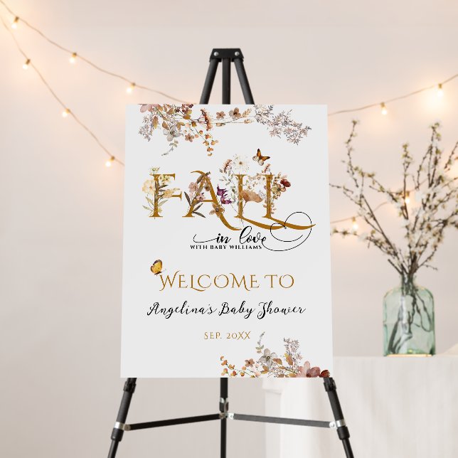 Wildflower Fall in Love Elegant Baby Shower welcom Foam Board (In Situ (Stand))
