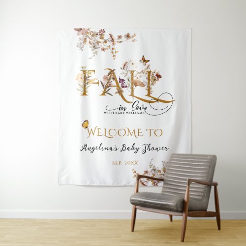Wildflower Fall in Love Elegant Baby Shower welcom Tapestry