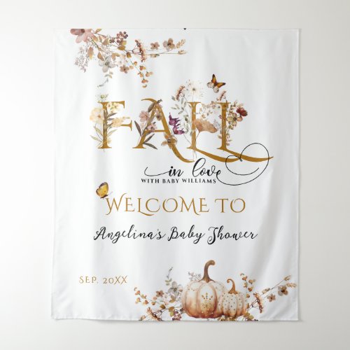 Wildflower Fall in Love Elegant Baby Shower welcom Tapestry