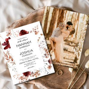 Wildflower Fall Photo Instagram Wedding Invitation Flyer