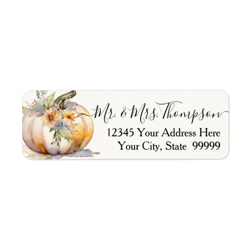 Wildflower Fall Pumpkin Floral Foliage Return Label