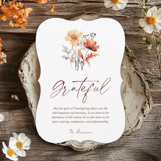 Wildflower Fall Rustic Elegant Thanksgiving Holiday Card (Wildflower Fall Rustic Elegant Thanksgiving Holiday Card)