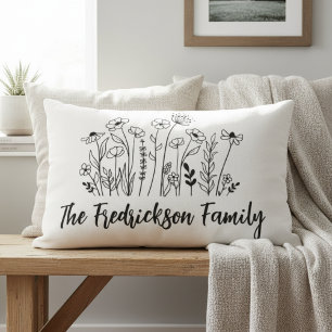 Wildflower Family Name – Housewarming Gift Lumbar Pillow