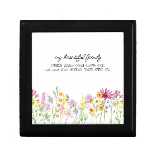 Wildflower Family Name with Kids Names Gift Box