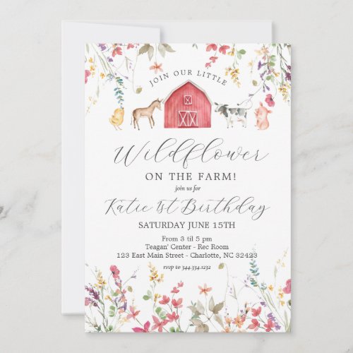 Wildflower farm birthday invitation