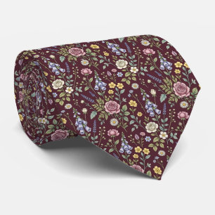 Wildflower Faux Silk English Garden Gentleman's Neck Tie